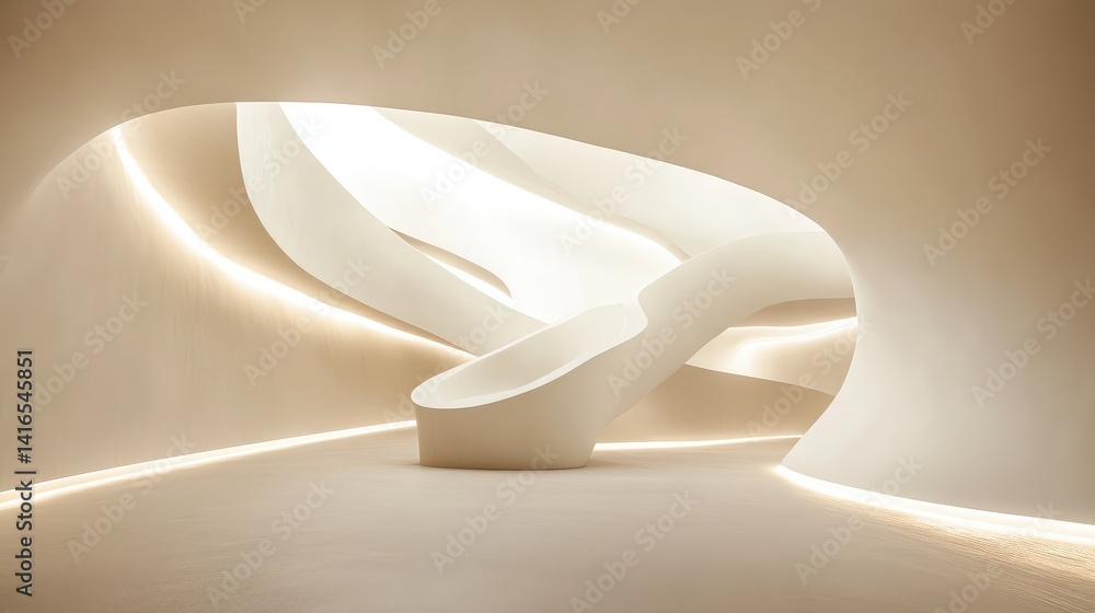 Aufkleber smooth cream satin background with flowing curves and high-end lighting for elegant visual texture a