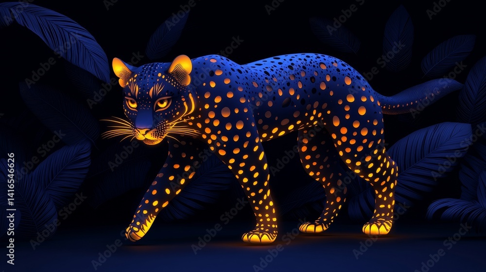 Poster luminous feline in twilight realm a mesmerizing blend of nature technology and digital artistry evok