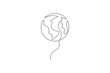 One continuous line drawing of Earth vector illustration Earth globe one line art drawing map

