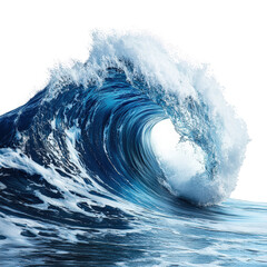 Powerful ocean wave crashing with dynamic motion and splashing water spray