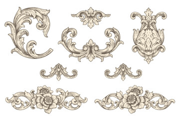 Vintage Baroque Victorian frame border flower pattern vector floral engraved scroll ornament leaf retro decorative design. filigree calligraphic heraldic shield swirl