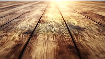Timeless Texture: An eye-level perspective captures the natural allure of aged wooden planks, illuminated by a radiant, inviting light.