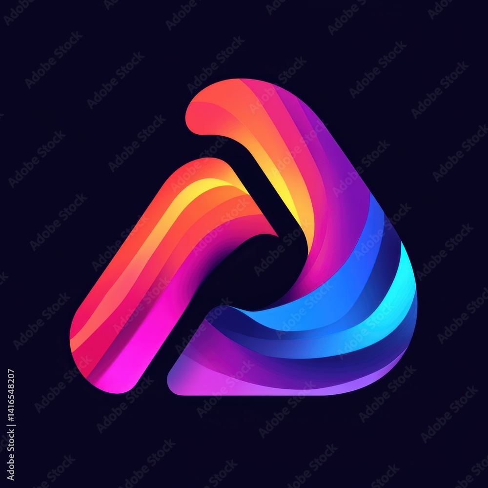 Poster abstract logo design in vibrant gradients with geometric triangle formation in modern artistic style