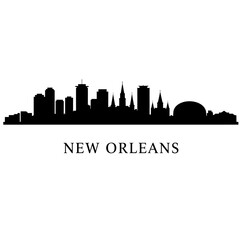 Naklejka premium New Orleans Skyline Silhouette with Louisiana City.