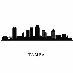 Tampa Skyline Black Silhouette Florida USA.