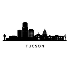 Fototapeta premium Tucson Arizona Skyline Silhouette with USA, and Cityscape.