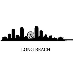 Fototapeta premium Long Beach Skyline Silhouette Cityscape vector.