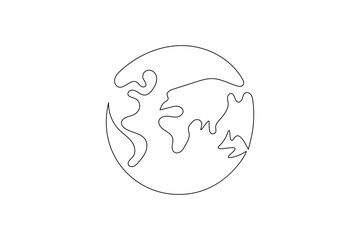 One continuous line drawing of Earth vector illustration Earth globe one line art drawing map
