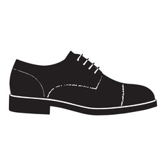 Vector image of a silhouette of a pair of mens shoes Low shoes  white Background.