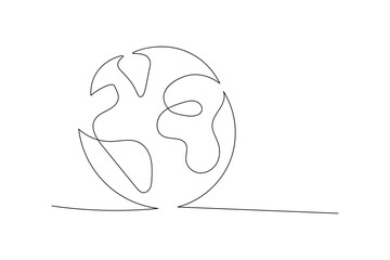 One continuous line drawing of Earth vector illustration Earth globe one line art drawing map
