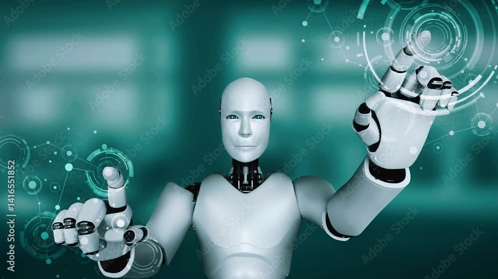 Poster future financial technology controll by ai robot huminoid uses machine learning and artificial intel