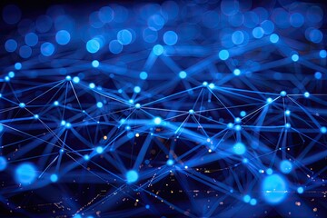 Fototapeta premium Complex Web of Interconnected Blue Dots and Lines Design