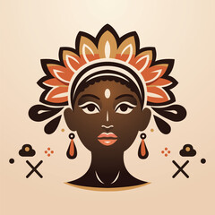 Dark brown skinned traditional woman silhouette, Beautiful African woman