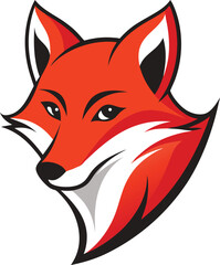 Obraz premium Fox Head Cartoon Vector – Red Fox Logo Design Mascot Illustration
