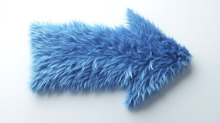 Fluffy blue arrow pointing right, on white background; website design element