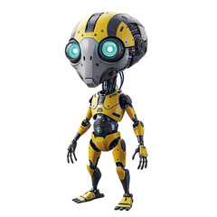Cute yellow robot character, perfect for futuristic design projects.
