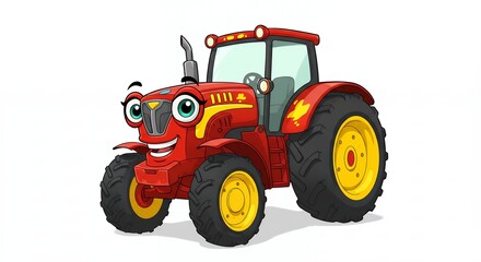Obraz premium Cartoon tractor illustration for kids