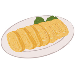 Japanese roll egg in a plate called tamago