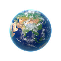 3D Earth Globe Icon on White Background