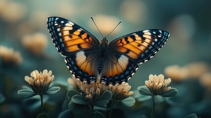 Obraz premium Closeup butterfly white flowers soft focus