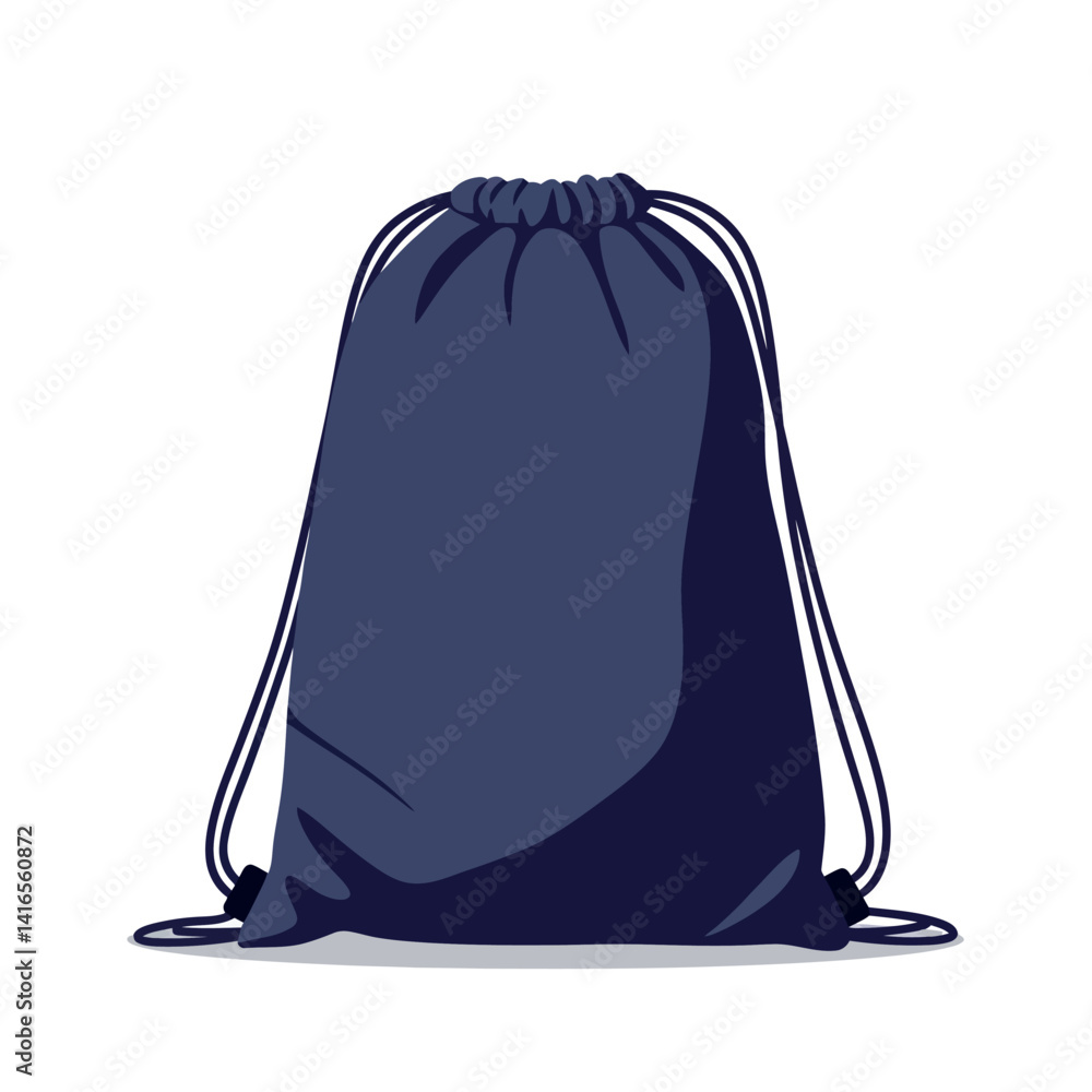 Aufkleber dark blue drawstring backpack with simple minimal design isolated on white background vector illustr
