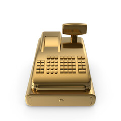Golden Retro Cash Register Icon &ndash; 3D Render