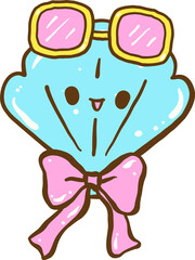 Cute Summer Seashell with sunglasses and bow