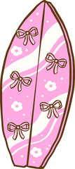 Cute Summer Thing Pink Surfboard Illustration With Bows