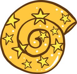 Groovy Summer Thing Cartoon Yellow Snail Shell with Stars