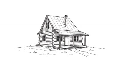 Grayscale sketch rustic small house design