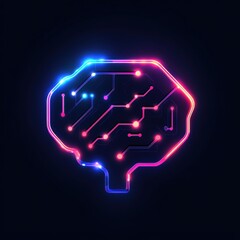 Artificial Intelligence Neon Brain Circuit Board Concept Illustration