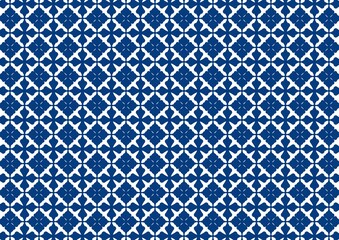 pattern with blue squares and classic flora