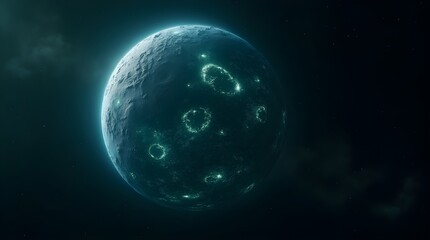 Cratered World of Teal — A Distant Alien Planet