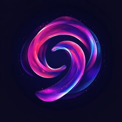 Abstract Neon Swirl with Vibrant Pink and Blue Hues on a Dark Background