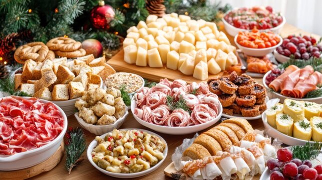 an abundant and delicious holiday spread showcasing an array of savory and sweet treats perfect for festive gatherings and seasonal celebrations with friends and family