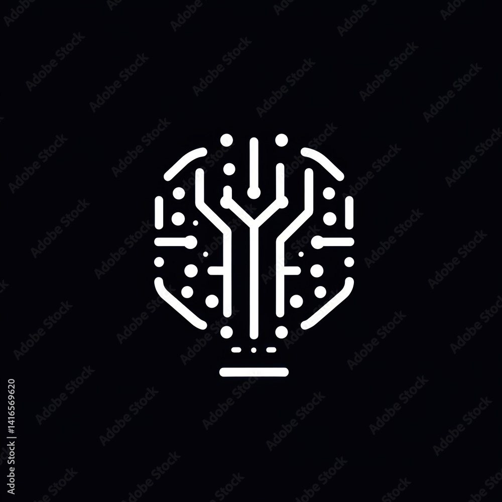 Aufkleber digital brain neural network circuitry technology logo isolated on dark background concept for ai