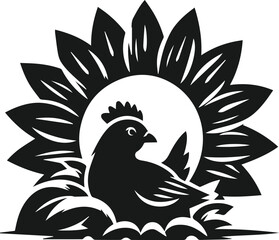 Vector peeking hen silhouette