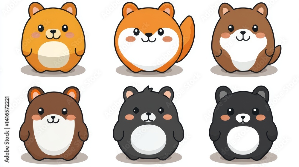 Poster charming pixelated animals collection featuring cute bears and a fox perfect for digital art project
