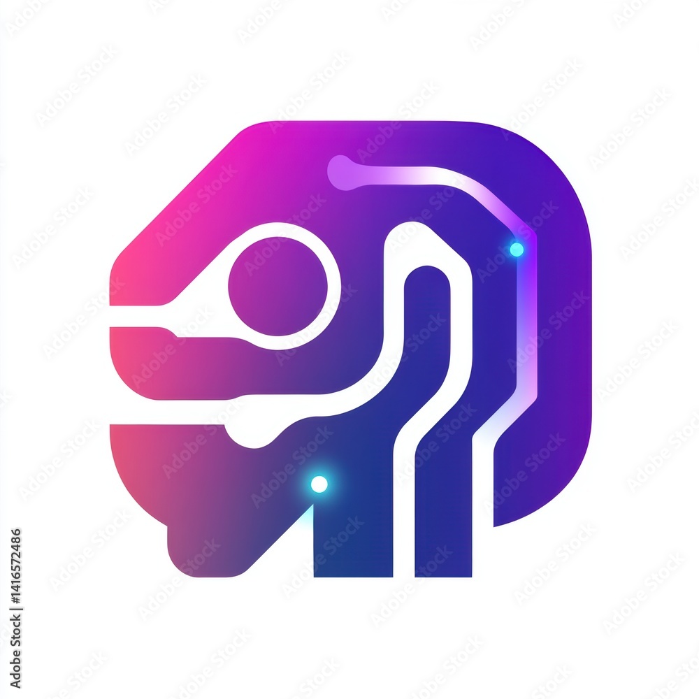 Poster vivid ai logo: abstract circuit design with luminous accents in a gradient palette
