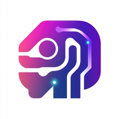 Vivid AI Logo: Abstract Circuit Design with Luminous Accents in a Gradient Palette