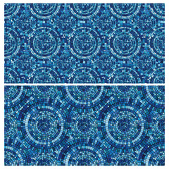 Seamless pattern blue Circular Mosaic. Decorative Antique Stone Ornament.