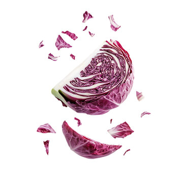 Cabbage red slice falling and floating png
