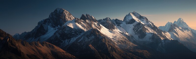 Majestic mountain range sunset alpine landscape nature photography