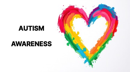Autism support concept, an autism heart symbolizing autism awareness with the words "AUTISM AWARENESS" beside it.
