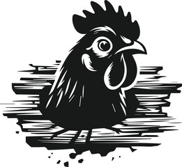 Vector peeking hen silhouette
