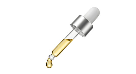 Amber Liquid Dropper Bottle on Transparent Background