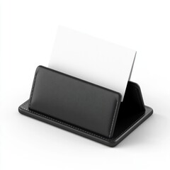 Fototapeta premium Modern black business card holder mockup clean minimalist office supplies organization product