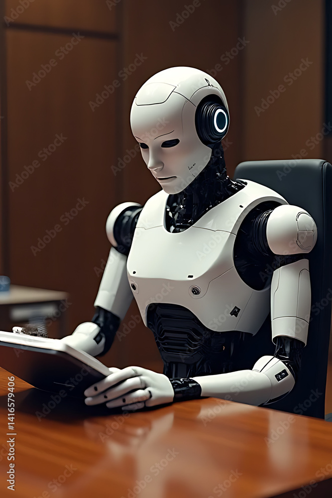 Poster robotic automation demo digital interface in a contemporary corporate workspace
