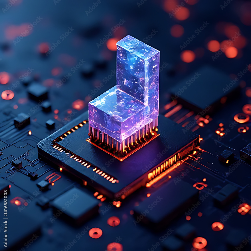 Poster 3d render of futuristic circuit board digital technology innovation and abstract connectivity