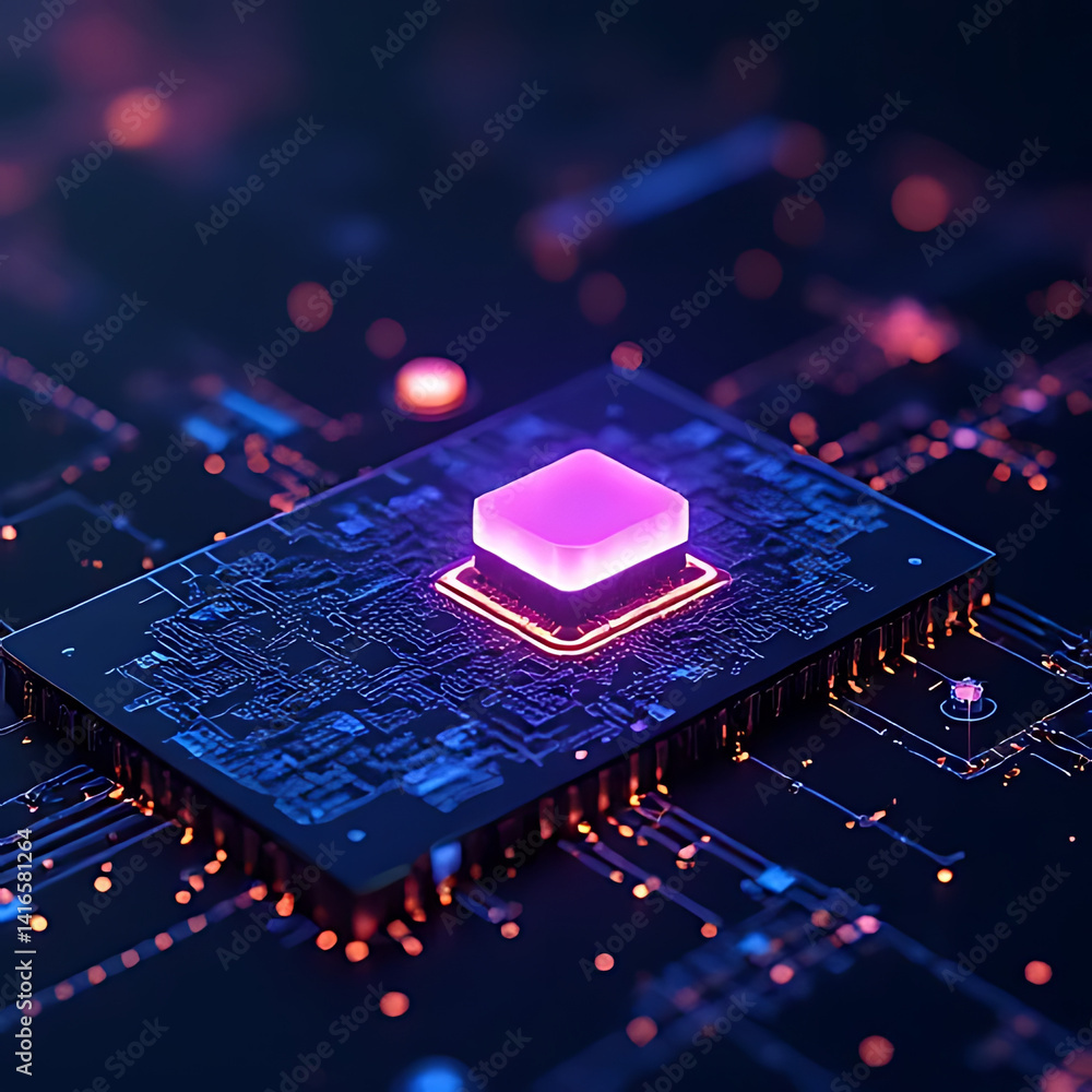 Aufkleber high-tech macro photography of innovative computing technology and circuit boards